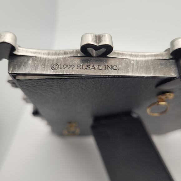 Elsa L. Inc Pewter Hearts & Flowers w/Rhinestones Picture Frames 5x7 Vintage 99' - Picture 4 of 9